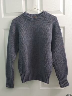 Vintage Boston Traders Wool Sweater Blue Chunky Knit Crewneck Unisex Size S